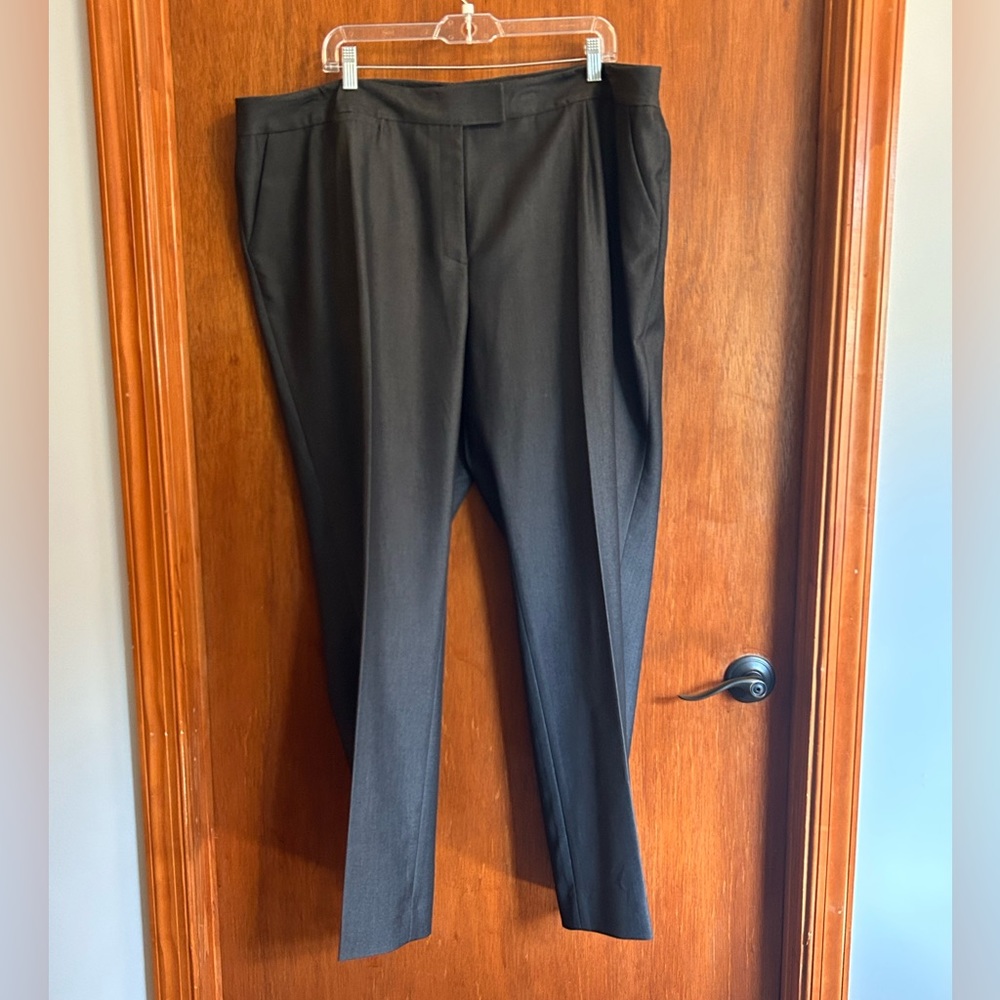 Tahari ASL Dark Grey Tab Front Slash Pocket Pants